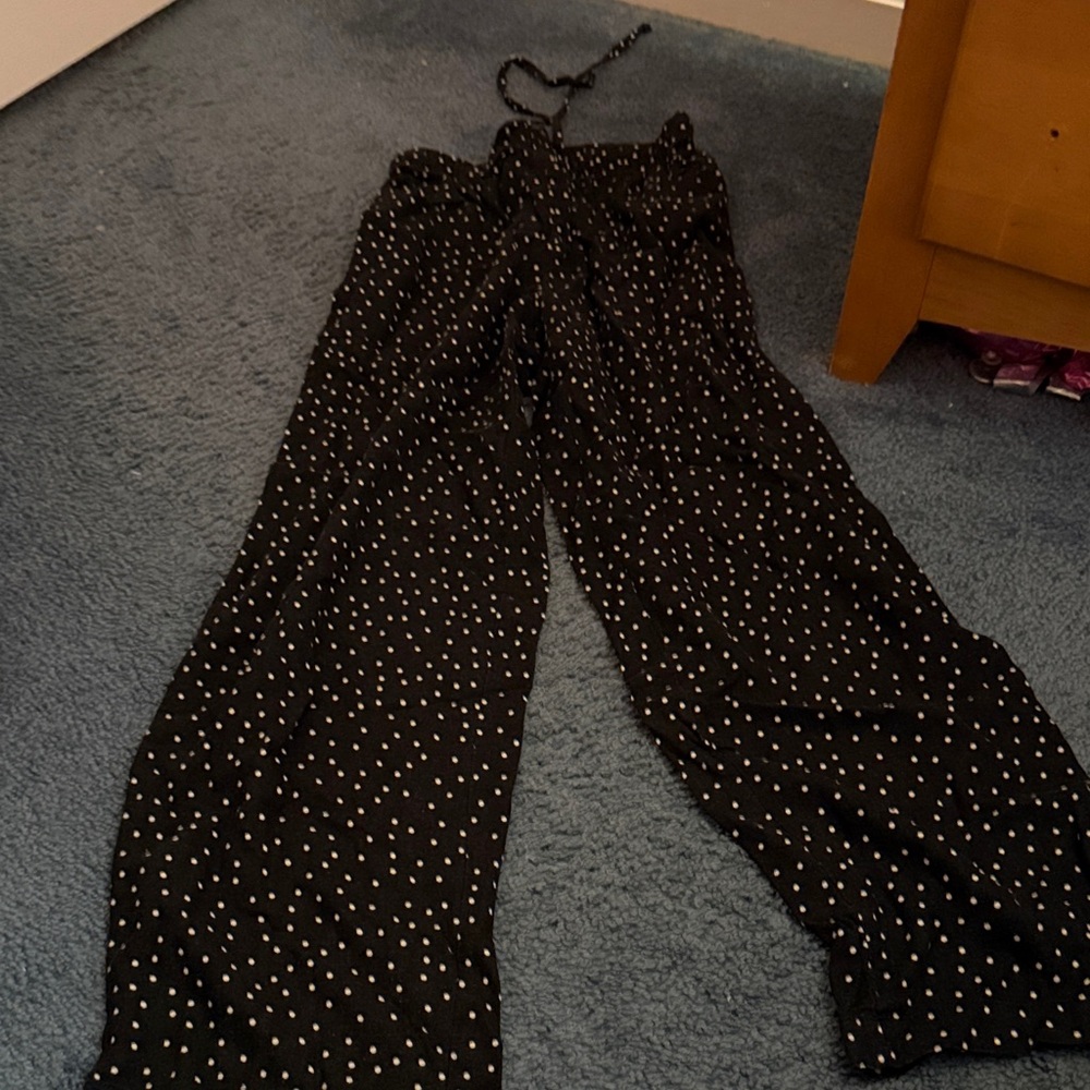 Who What Wear Black and White Polka Dot Jumpsuit